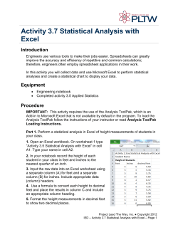 3.7.A StatisticalAnalysisExcel Activity 121313
