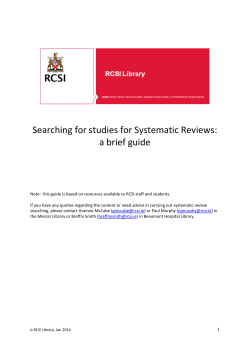 Searching for Studies for Systematic Reviews: a Brief Guide (PDF