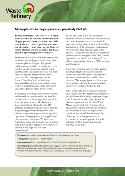 Micro-plastics in biogas process – pre-study (WR 48)