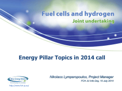 Energy pillar topics - Fuel Cells and Hydrogen Joint Undertaking