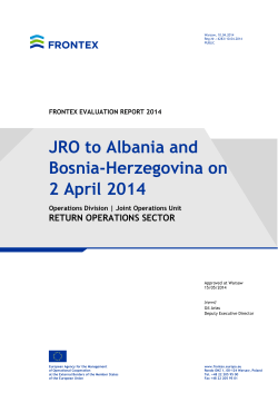 JRO to Albania and Bosnia-Herzegovina on 2 - Frontex