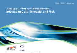 Analytical Program Management: Integrating Cost, Schedule, and Risk
