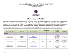 Fall 2014 - Northwest Ohio Consortium for Public Health
