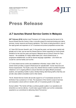JLT launches Shared Service Centre in Malaysia