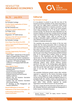 Insurance Economics No. 70 Date: 04/07/2014