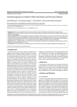Oral Stereognosis in Children With Cleft Palate and Normal Children