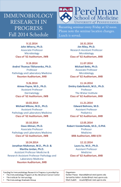 IMMUNOBIOLOGY RESEARCH IN PROGRESS Fall 2014 Schedule