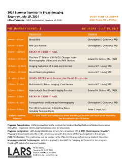 2014 Summer Seminar in Breast Imaging Saturday, July 19, 2014