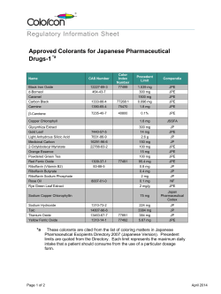 Japan: Approved Colorants for Japanese Pharmaceutical
