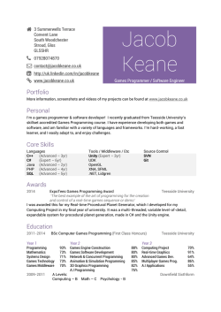 Jacob Keane - Curriculum vitae