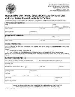RESIDENTIAL CONTINUING EDUCATION REGISTRATION FORM