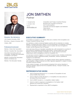 JON SMITHEN - Borden Ladner Gervais LLP