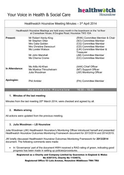 Healthwatch Hounslow Meeting Minutes 3rd April 2014