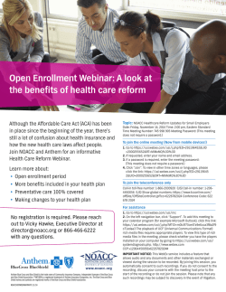 Invitation Anthem Webinar HCReform Update