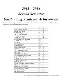 2013 – 2014 Second Semester Outstanding Academic Achievement