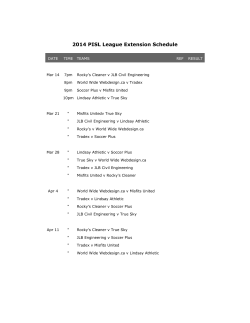 2014 PISL League Extension Schedule