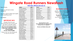 Wingate Road Runners Newsflash