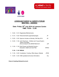 agenda - Lewisham Parent Carers Forum