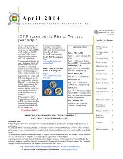 April 2014 Newsletter - Saskatchewan Archery Association