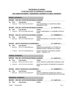 Nakawa High Court Cause List, Monday 7th