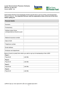 Opt-Out Form - East Sussex County Council Pension Fund