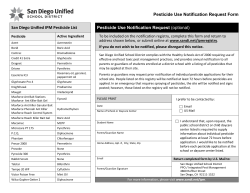 Pesticide Use Notification Request Form San Diego Unified IPM