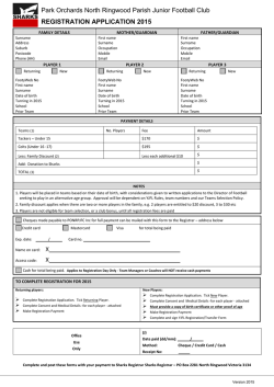 X Park Orchards North Ringwood Parish Junior Football Club