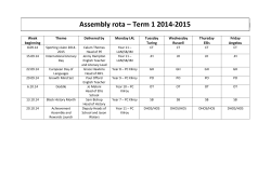 Assembly rota – Term 1 2014-2015