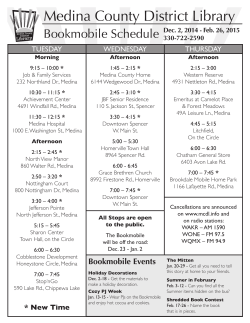 Current Bookmobile Schedule - Medina County District Library