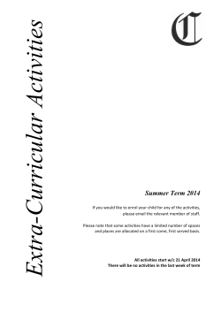 Extra-Curricular Activities Booklet Summer 2014