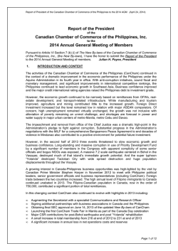 JHP-Report of the President for AGM 2014