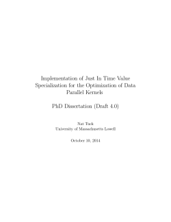 Implementation of Just In Time Value Specialization for the