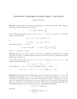 STOCHASTIC NETWORKS EXAMPLE SHEET 1 SOLUTIONS