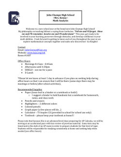 John Champe High School ~Mrs. Kenny~ Math Analysis Contact
