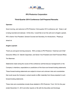 IPG Photonics Corporation Third