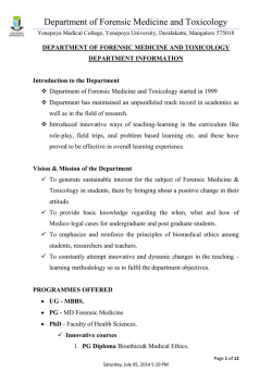 Department of Forensic Medicine and Toxicology