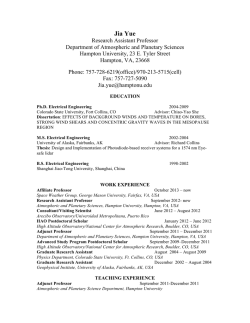 Dr. Jia Yue Curriculum Vitae