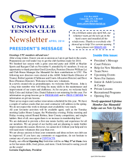 NewsletterAPRIL 2014 - Unionville Tennis Club