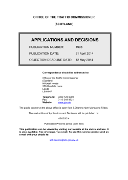 Applications and decisions: Scotland: 21 April 2014
