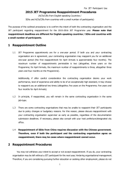 2015 JET Programme Reappointment Procedures 1 Reappointment