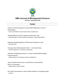 IIMS Journal Of Management Science (Recent Release)