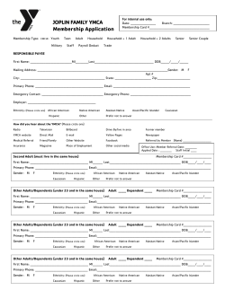 JOPLIN FAMILY YMCA Membership Application