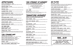 Sea Jax Tavern Food Menu