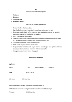 JCU Four application based programs &bull; Medicine