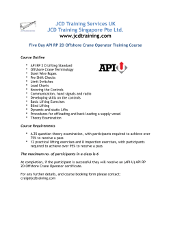API-U 5 Day Crane Op - JCD Training Services, Offshore Industry