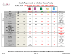 Sample Requirements for Infectious Disease Testing