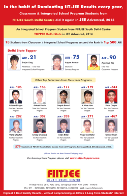 JEE Advanced 2014 Results of South Delhi Centre