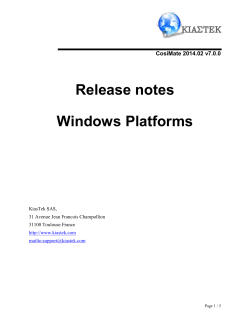Release notes Windows Platforms