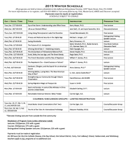 2015 JES Winter Schedule