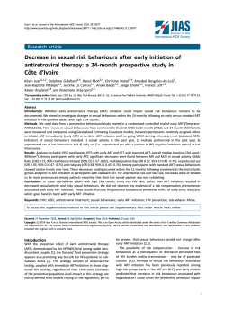 Decrease in sexual risk behaviours after early initiation of